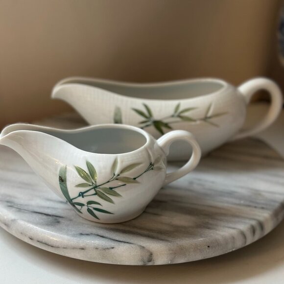 Hand Painted Bamboo Made in Japan Gravy Boat and Creamer - Picture 1 of 6